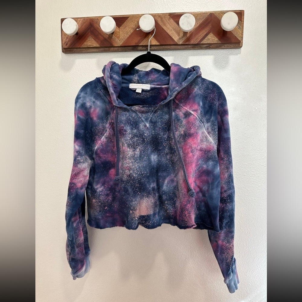 Spiritual Gangster distressed galaxy cropped sweatshirt women xs